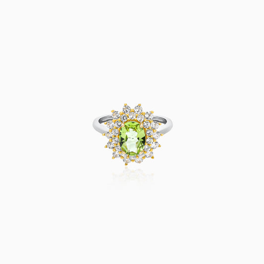 Peridot Filigree Halo Ring