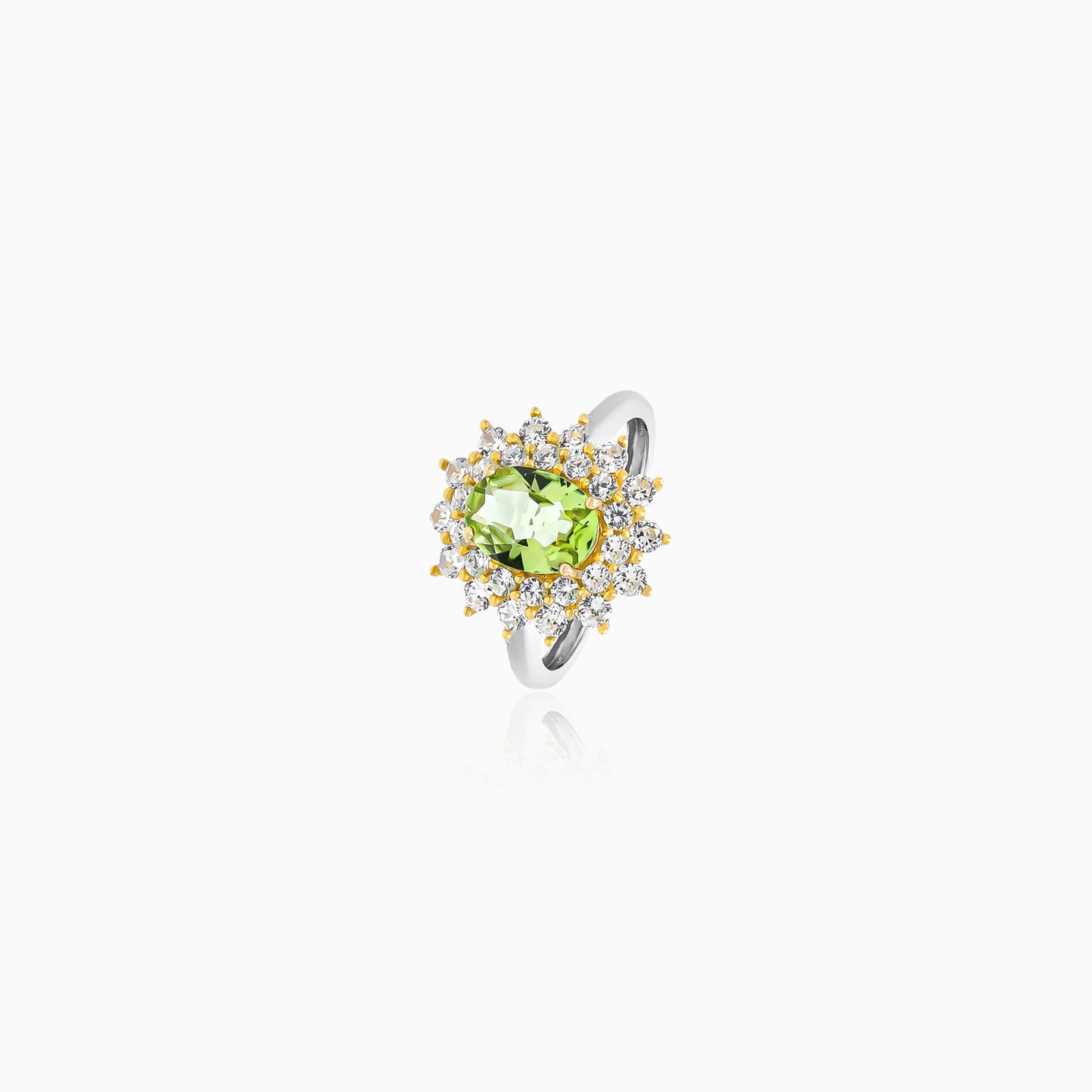 Peridot Filigree Halo Ring