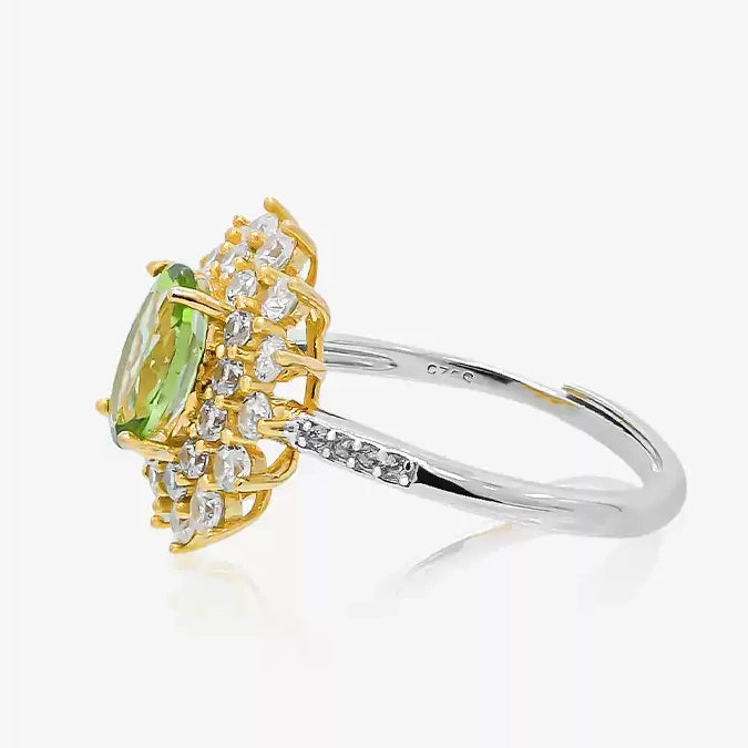 Peridot Filigree Halo Ring
