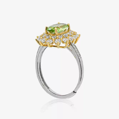 Peridot Filigree Halo Ring