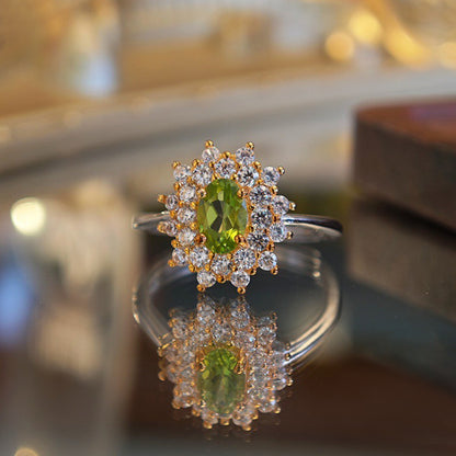Peridot Filigree Halo Ring