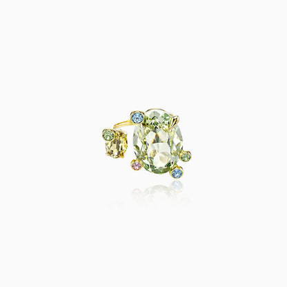 Peridot Oribit Halo Ring