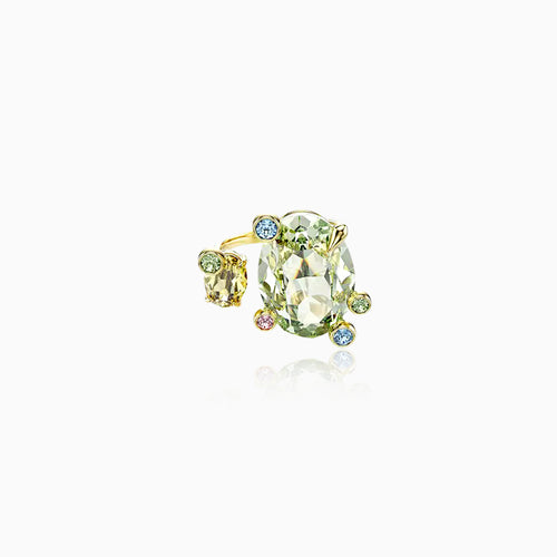 Peridot Oribit Halo Ring