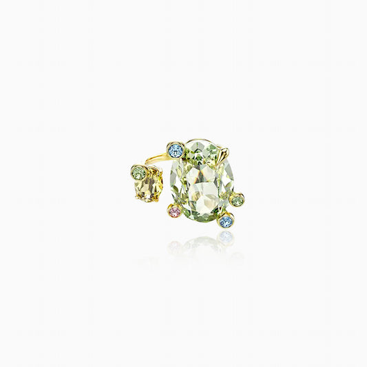Peridot Oribit Halo Ring
