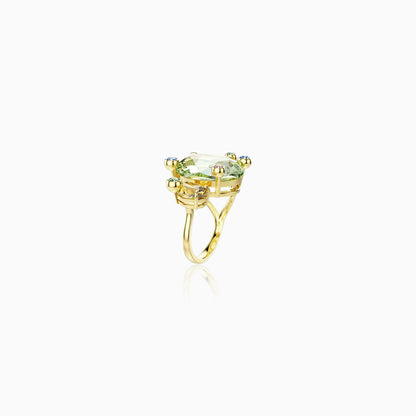 Peridot Oribit Halo Ring