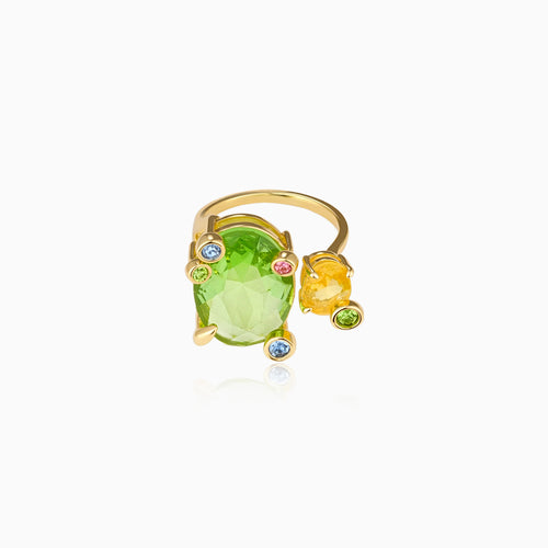 Peridot Oribit Halo Ring