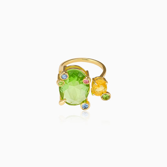 Peridot Oribit Halo Ring