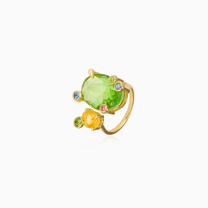 Peridot Oribit Halo Ring