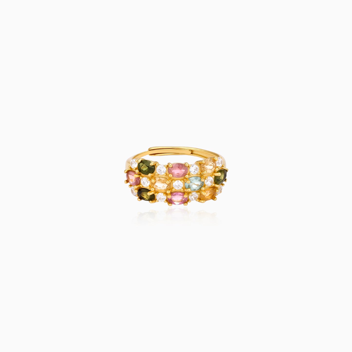 Color Grid Sparkle Tourmaline Ring