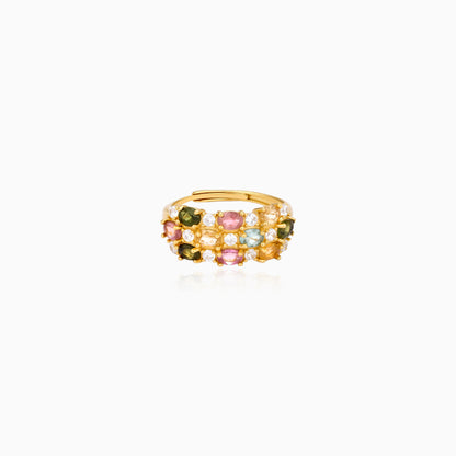 Color Grid Sparkle Tourmaline Ring