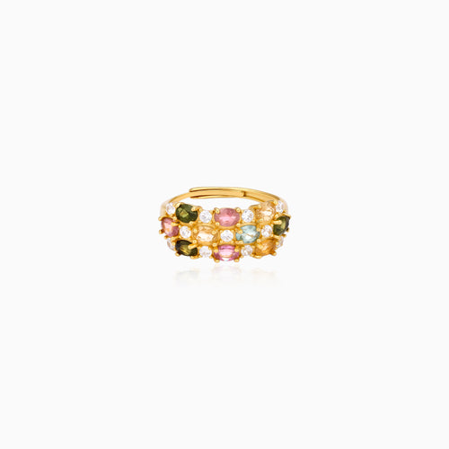 Color Grid Sparkle Tourmaline Ring