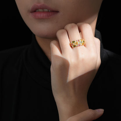 Color Grid Sparkle Tourmaline Ring