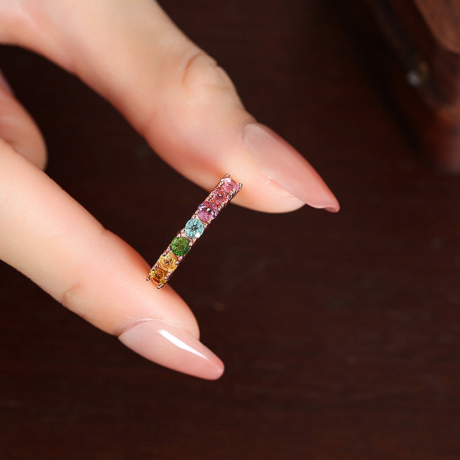 Rainbow Sparkle Tourmaline Ring