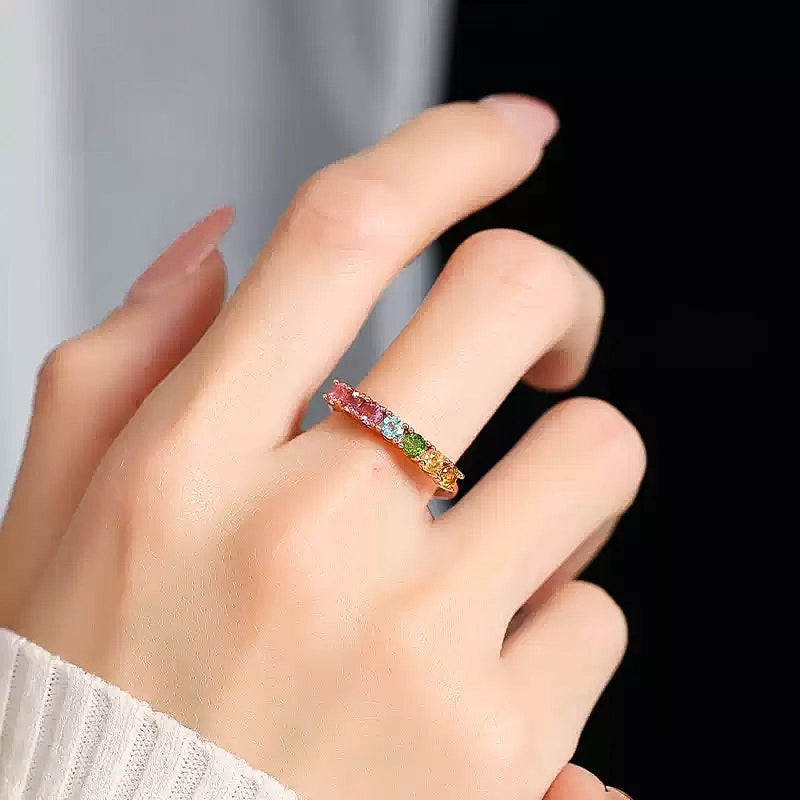 Rainbow Sparkle Tourmaline Ring