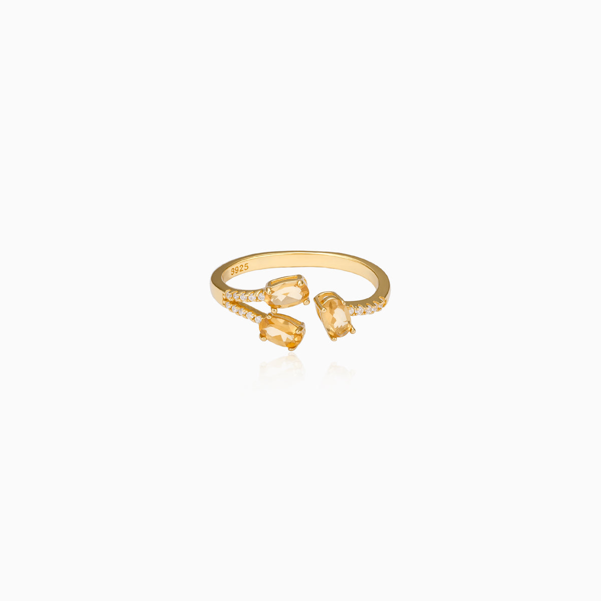 Sunlit Triple Citrine Open-Ring