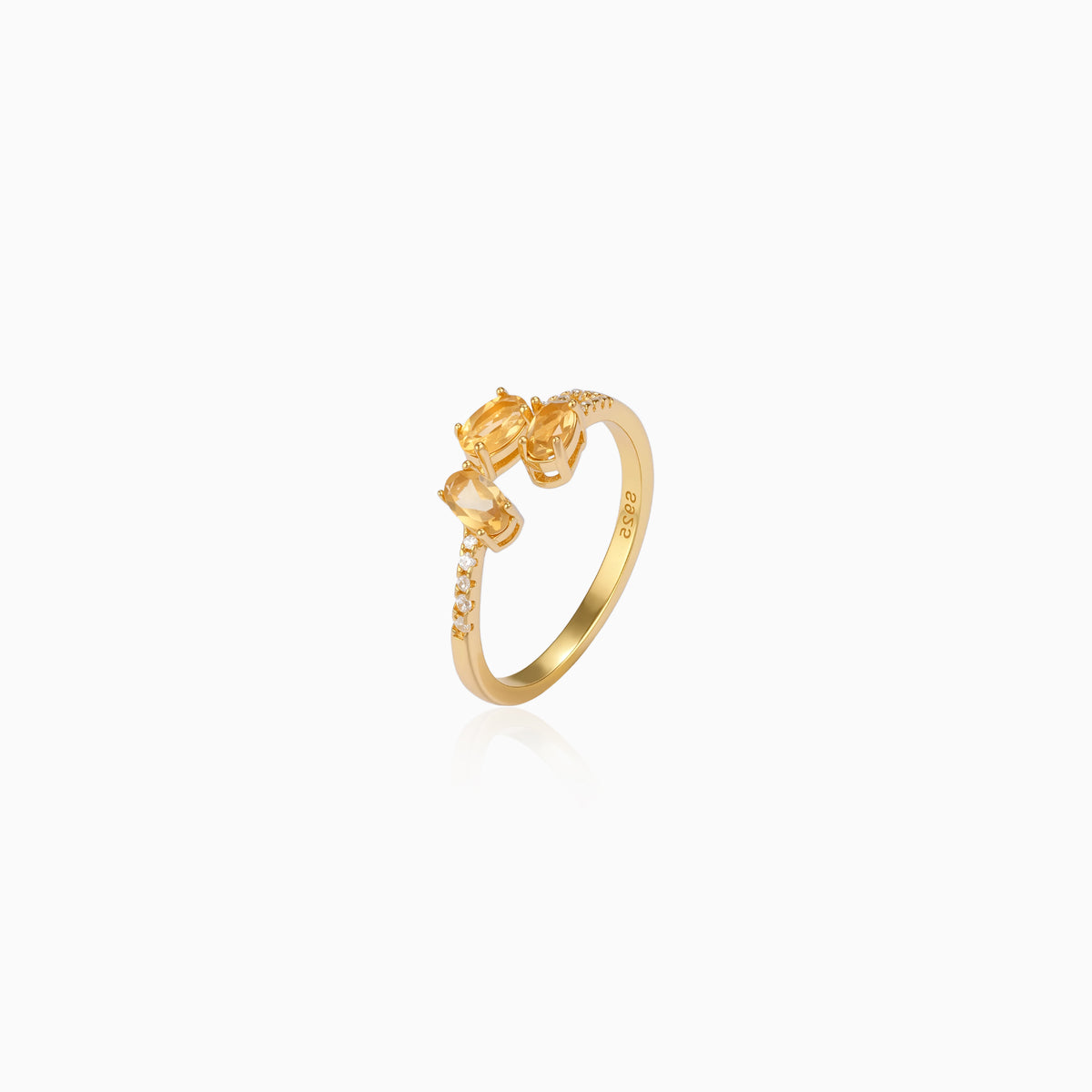 Sunlit Triple Citrine Open-Ring