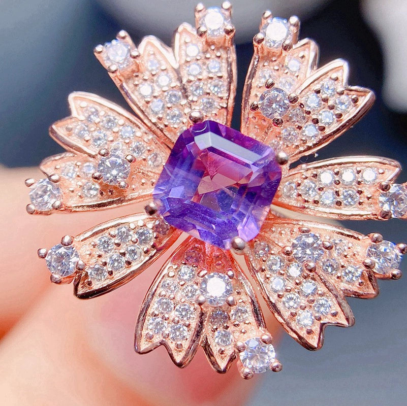 Floral Burst Amethyst Ring
