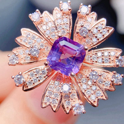 Floral Burst Amethyst Ring