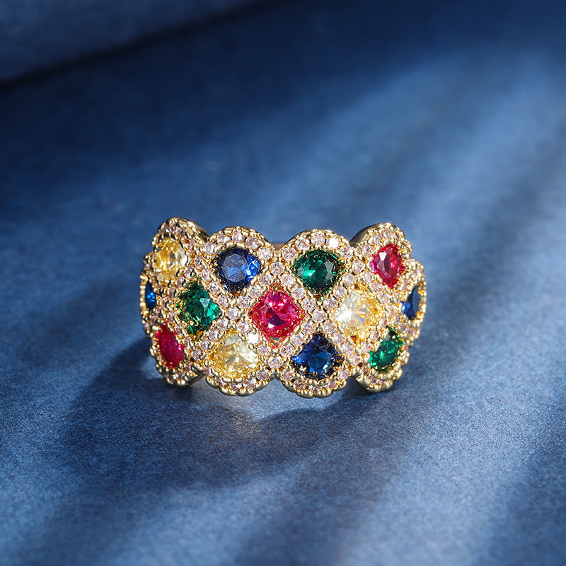 Rainbow Lattice Band Ring