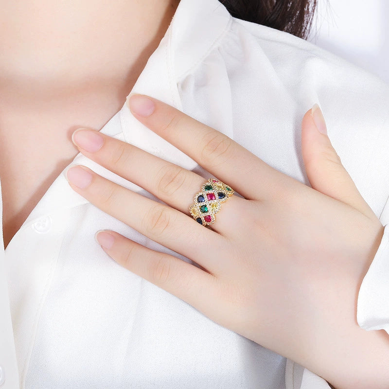 Rainbow Lattice Band Ring