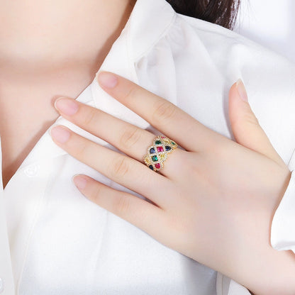 Rainbow Lattice Band Ring