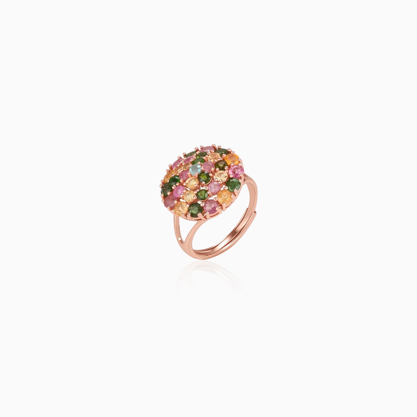 Rainbow Mosaic Dome Tourmaline Ring