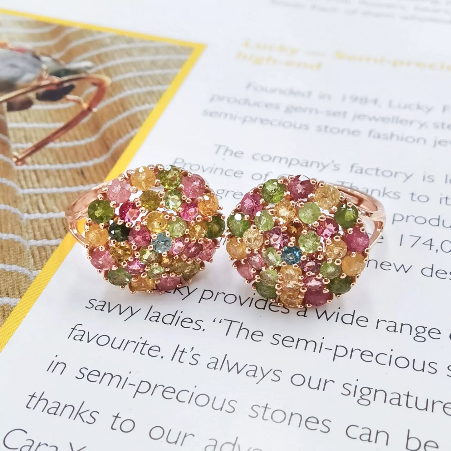 Rainbow Mosaic Dome Tourmaline Ring