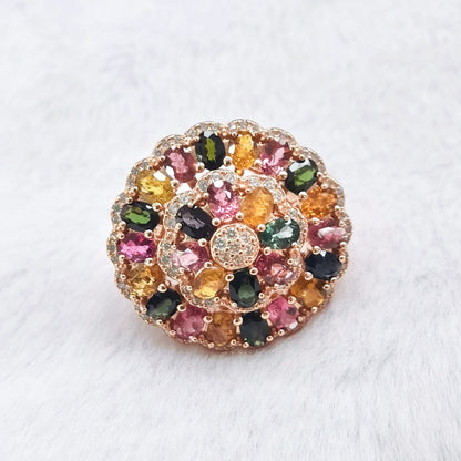 Rainbow Mosaic Blossom Ring