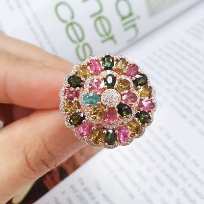 Rainbow Mosaic Blossom Ring