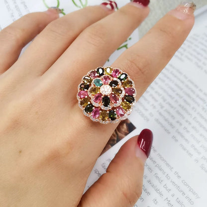 Rainbow Mosaic Blossom Ring