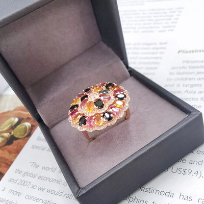 Rainbow Mosaic Blossom Ring