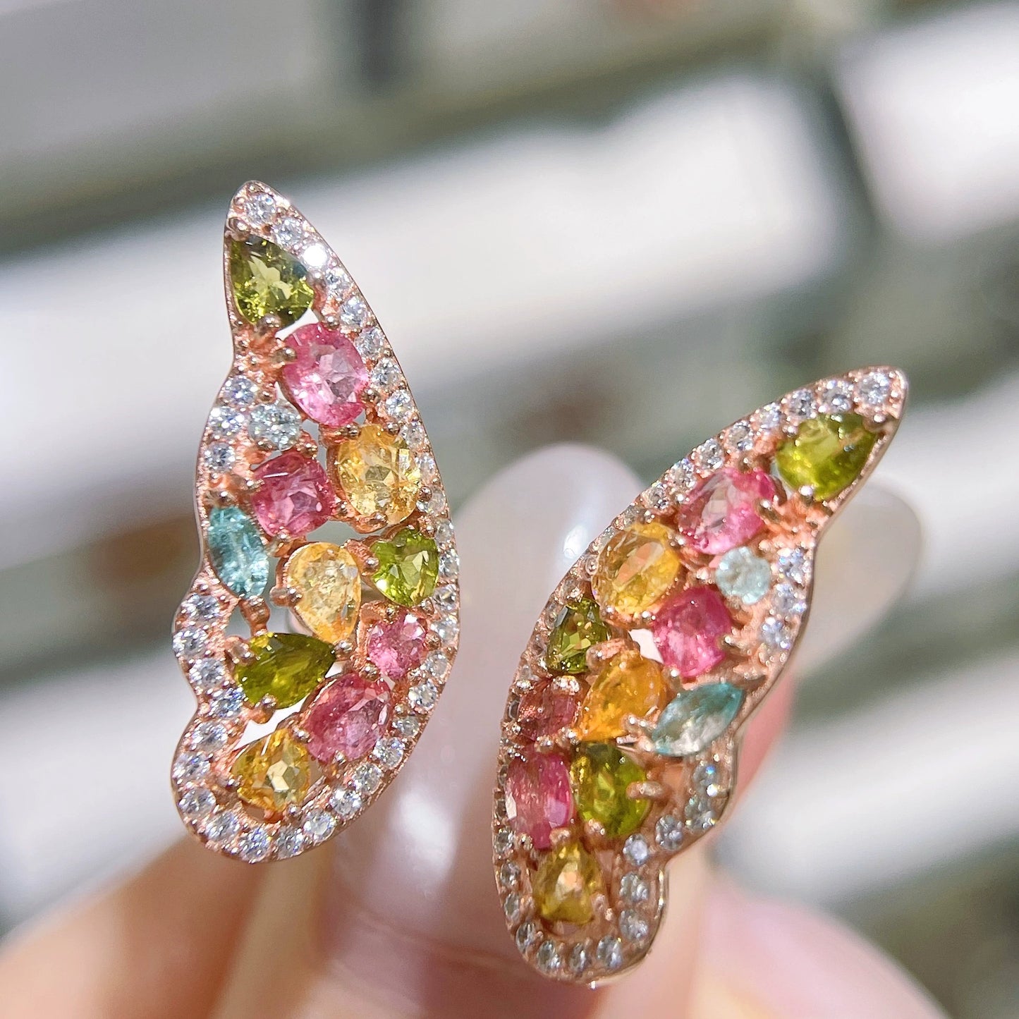 Colorful Fluid Wing Tourmaline Ring