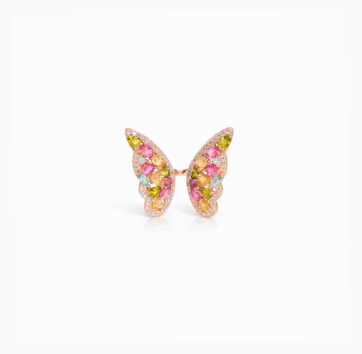 Colorful Fluid Wing Tourmaline Ring