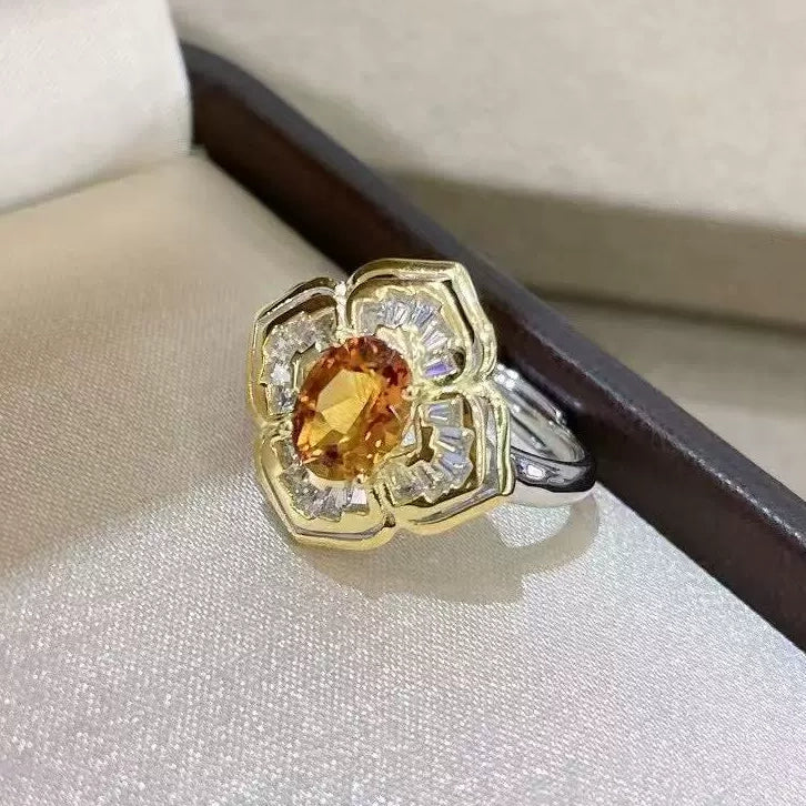 Citrine Blossom Statement Ring
