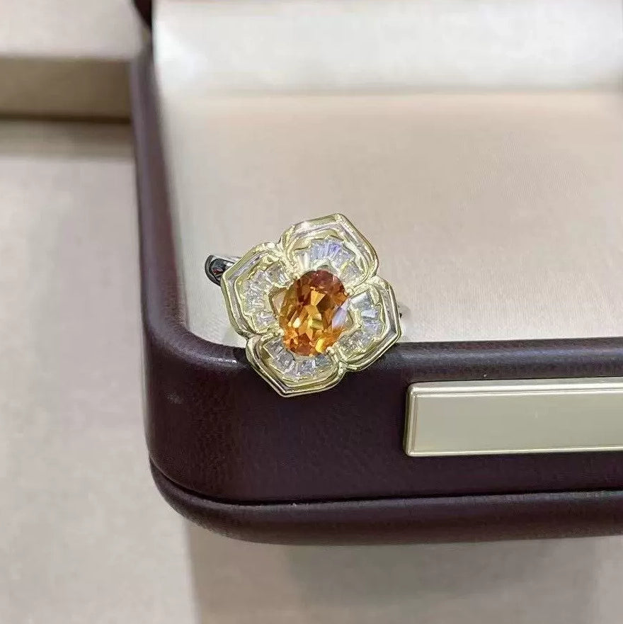 Citrine Blossom Statement Ring