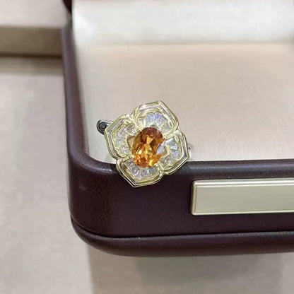 Citrine Blossom Statement Ring