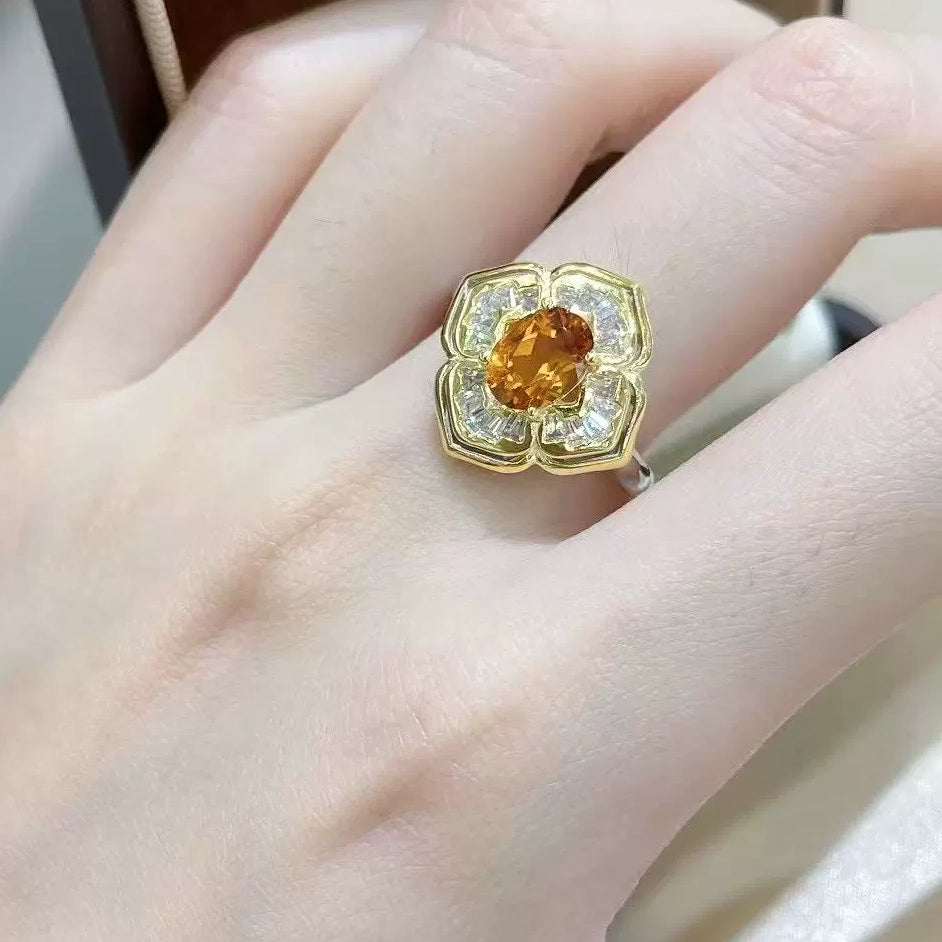 Citrine Blossom Statement Ring