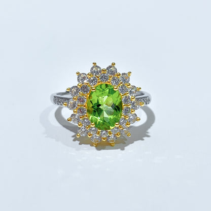 Floral Halo Oval Peridot Ring