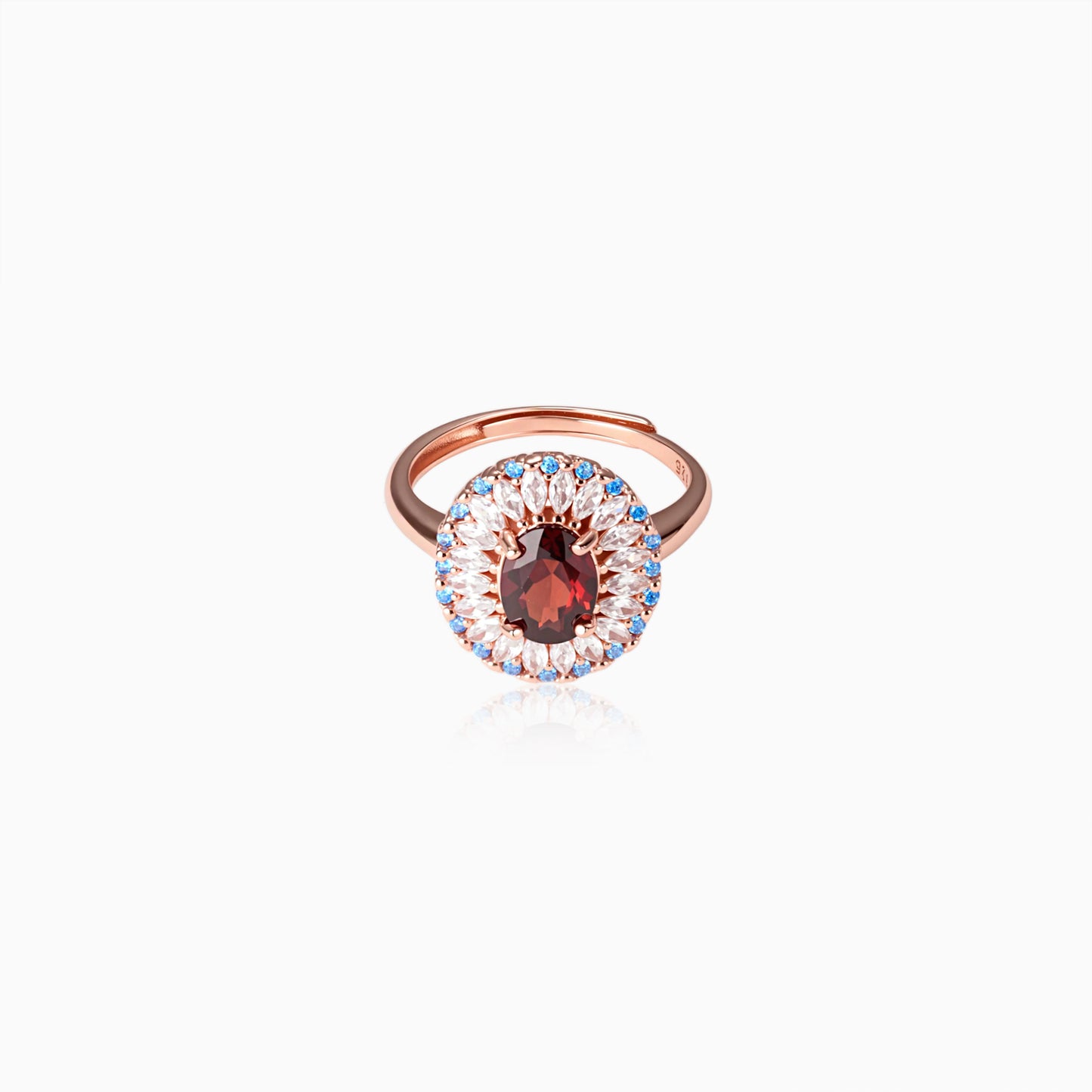 Classic Garnet Sunburst Ring