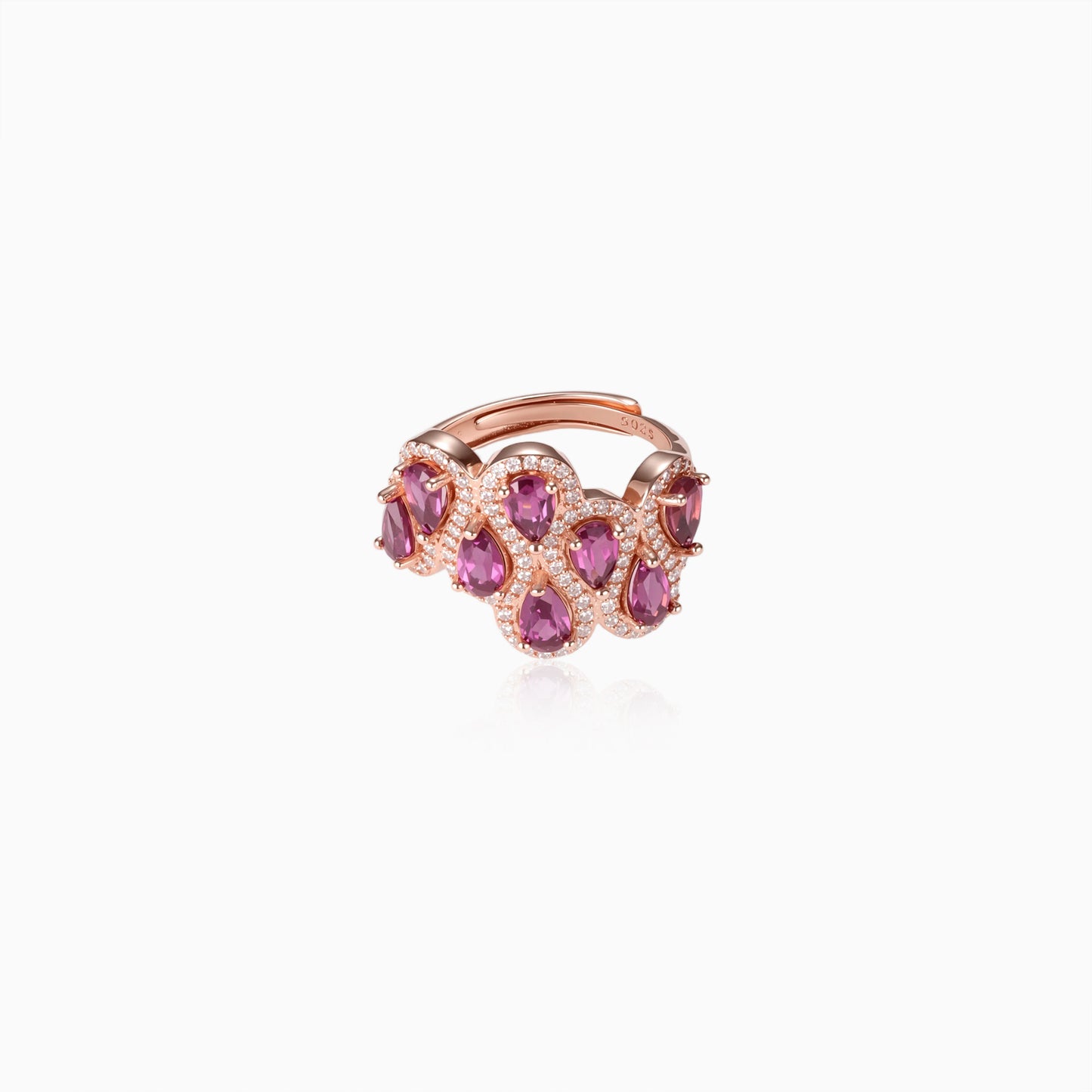 Teardrop Cluster Garnet Ring