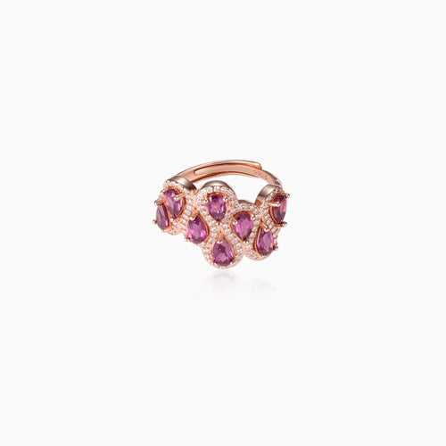 Teardrop Cluster Garnet Ring
