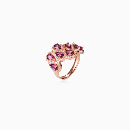 Teardrop Cluster Garnet Ring