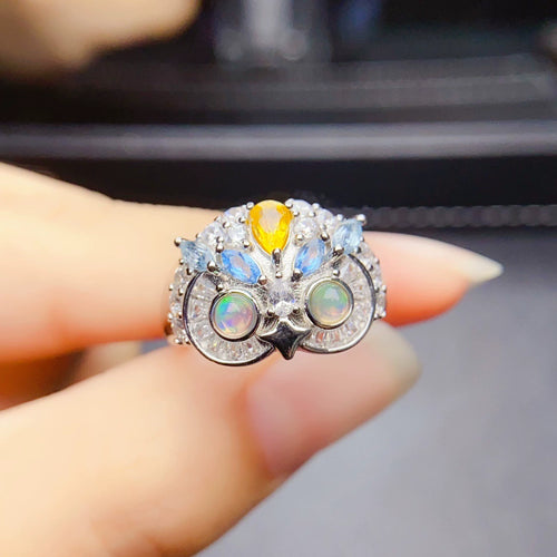 Cute Owl Opal Ring