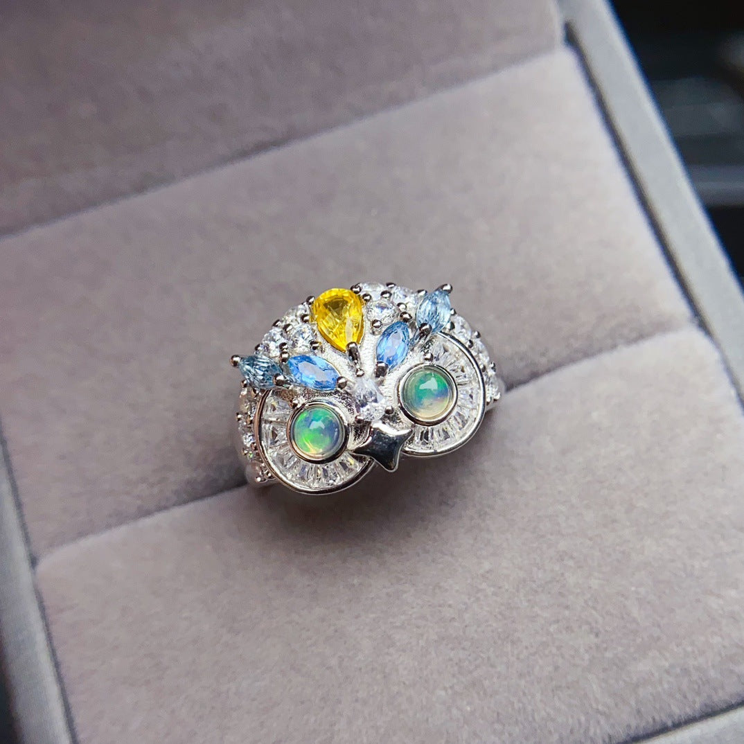 Cute Owl Opal Ring