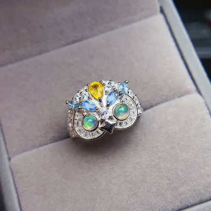 Cute Owl Opal Ring