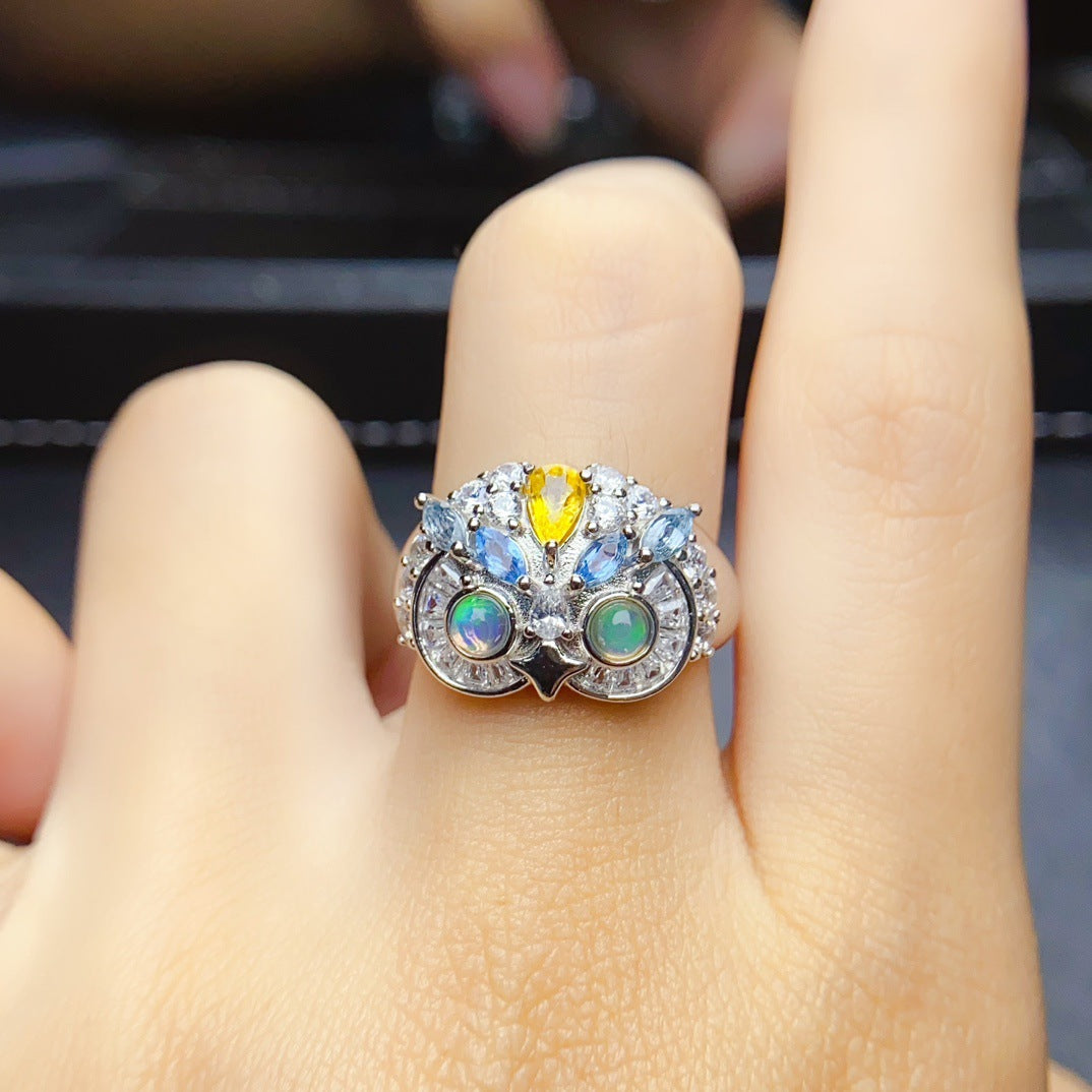 Cute Owl Opal Ring