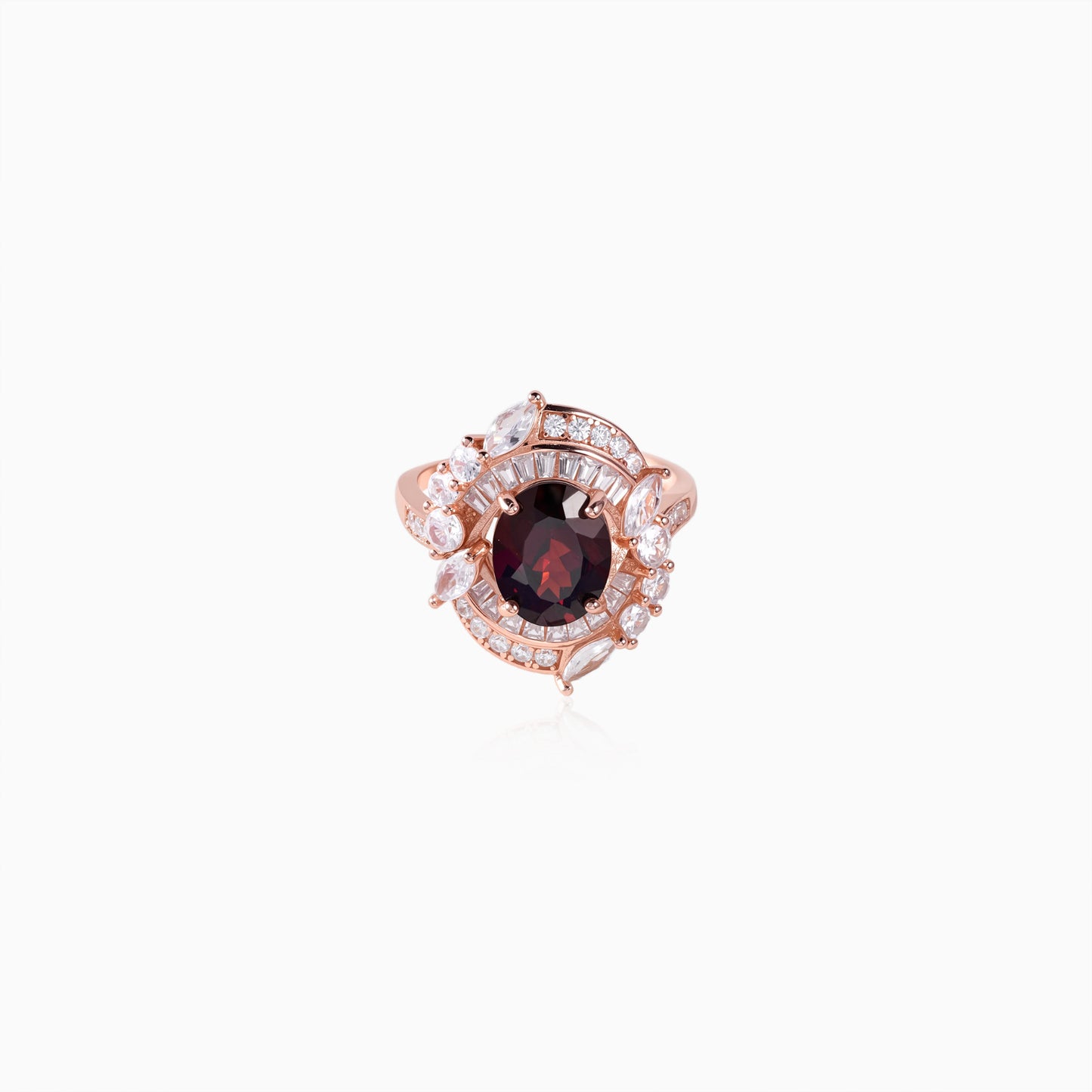 Bold Halo Statemetn Garnet Ring