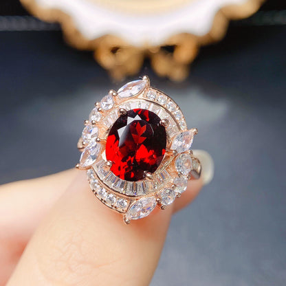 Bold Halo Statemetn Garnet Ring