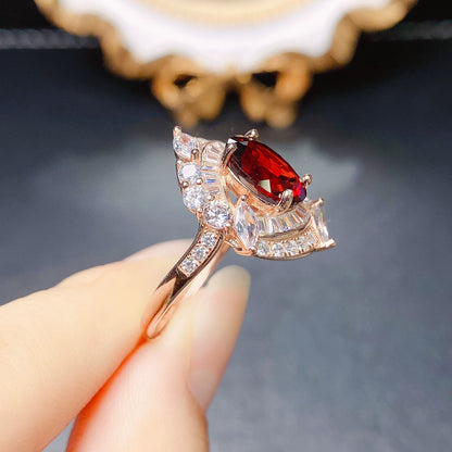 Bold Halo Statemetn Garnet Ring