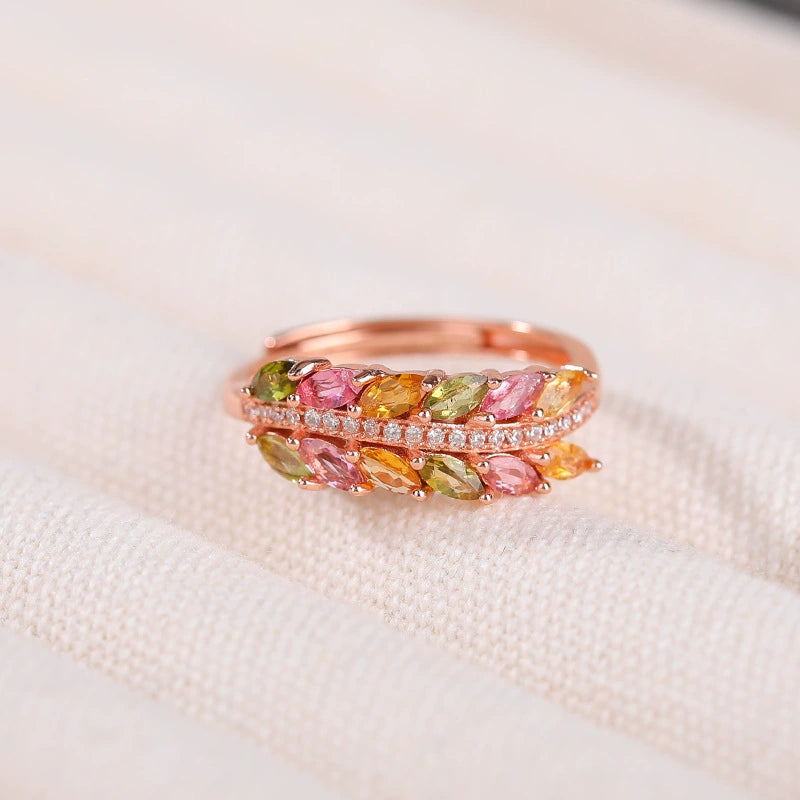 Stack Wheat Ear Tourmaline Ring
